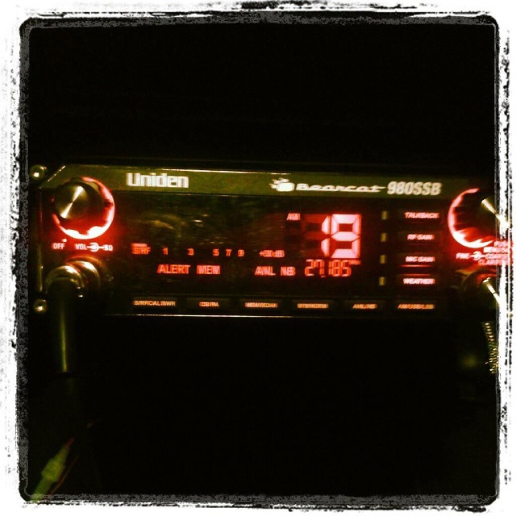 Photo: In an effort to celebrate Christmas, I turned my CB radio to red in my truck.