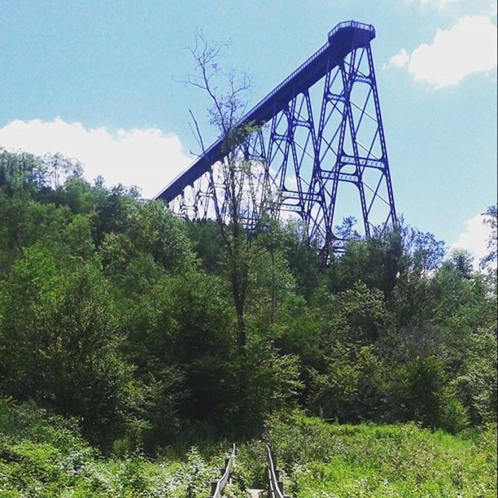 Photo: Skywalk from pedestrian bridge, 1000 ft below