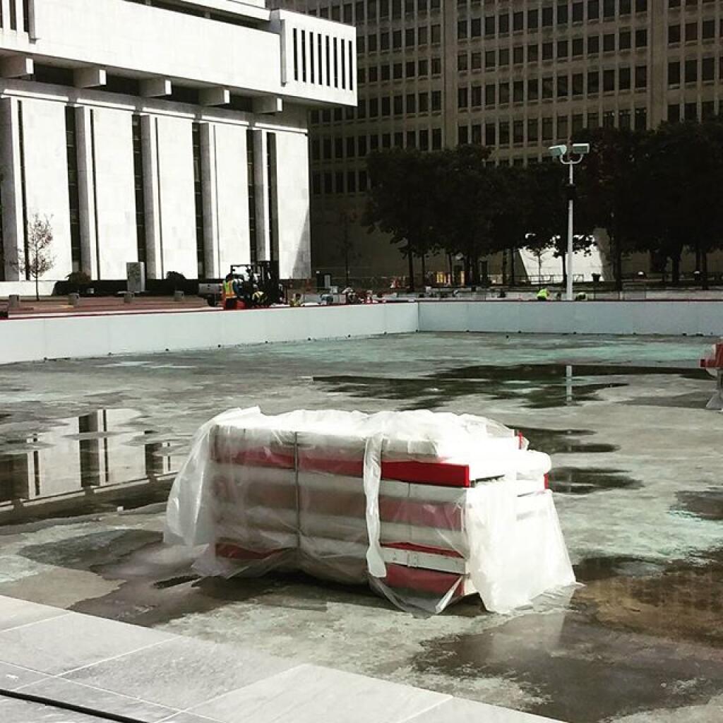 Photo: Setting up the ice rink #winter #iceskating