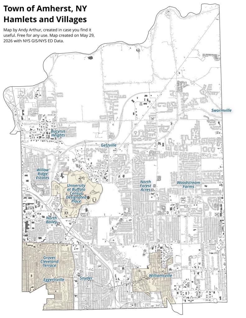 Map: Town of Amherst, NY Hamlets and Villages [Expires June 12 2026]