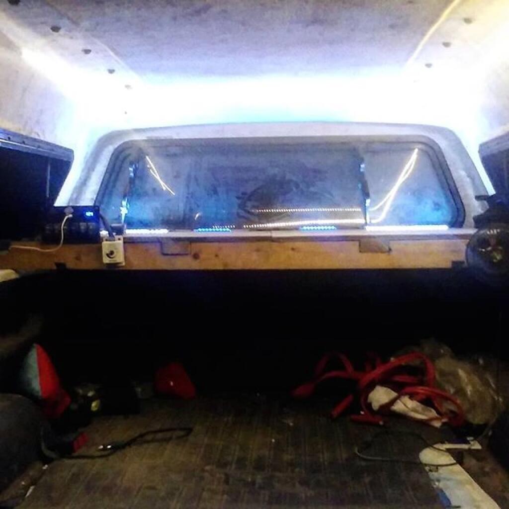 Photo: Nice and bright in the truck cap, now to add the camping gear back in