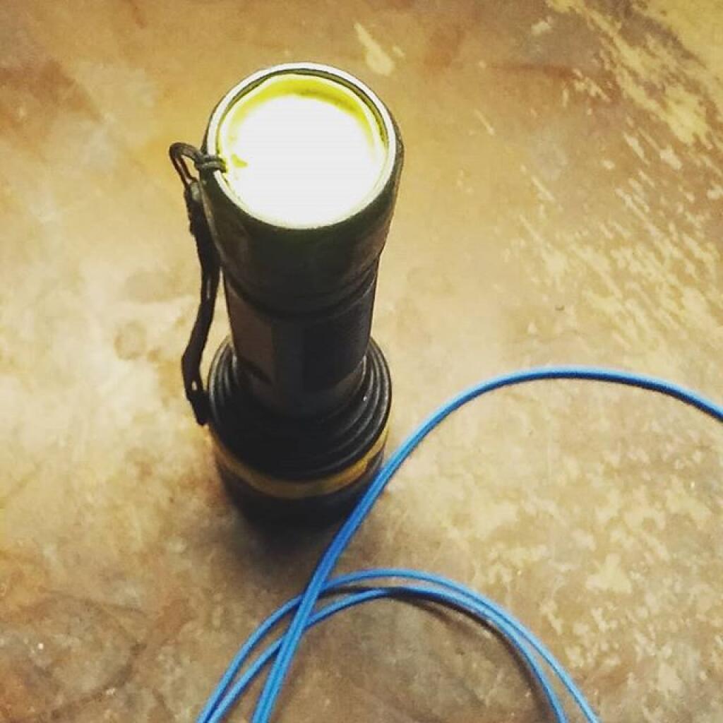 Photo: Glow in the dark paint makes finding flashlight easy at night