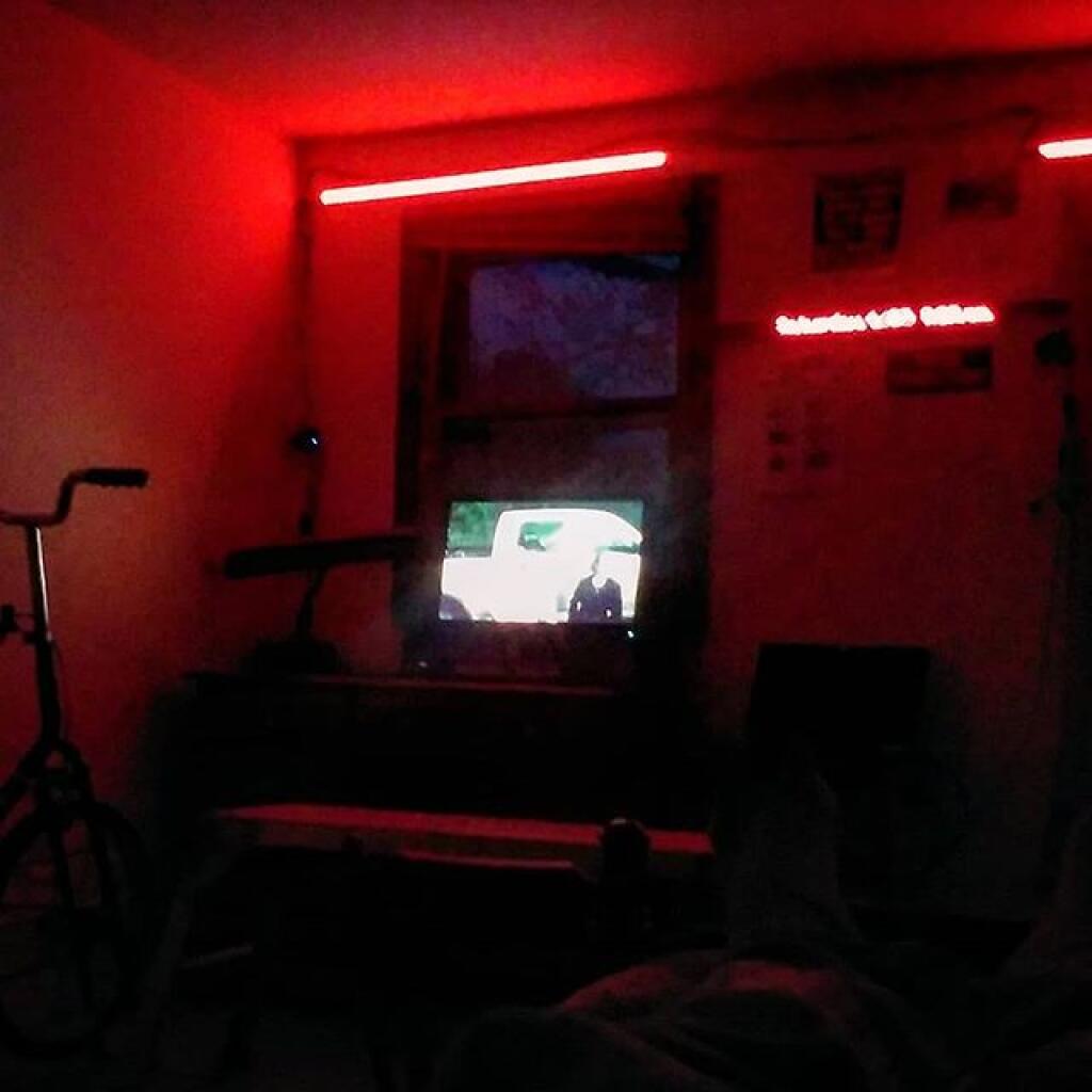 Photo: After riding the exercise bike I'm being lazy