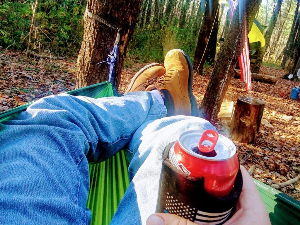 Photo: I can't believe that I'm laying in a hammock in a t-shirt in November