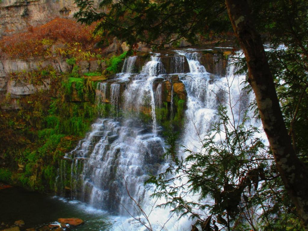 Photo: Midway down the falls